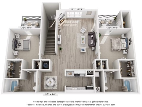 Redwood Floor Plan - Two bedroom, Two bathroom at Grande View Apartments in Biloxi, MS